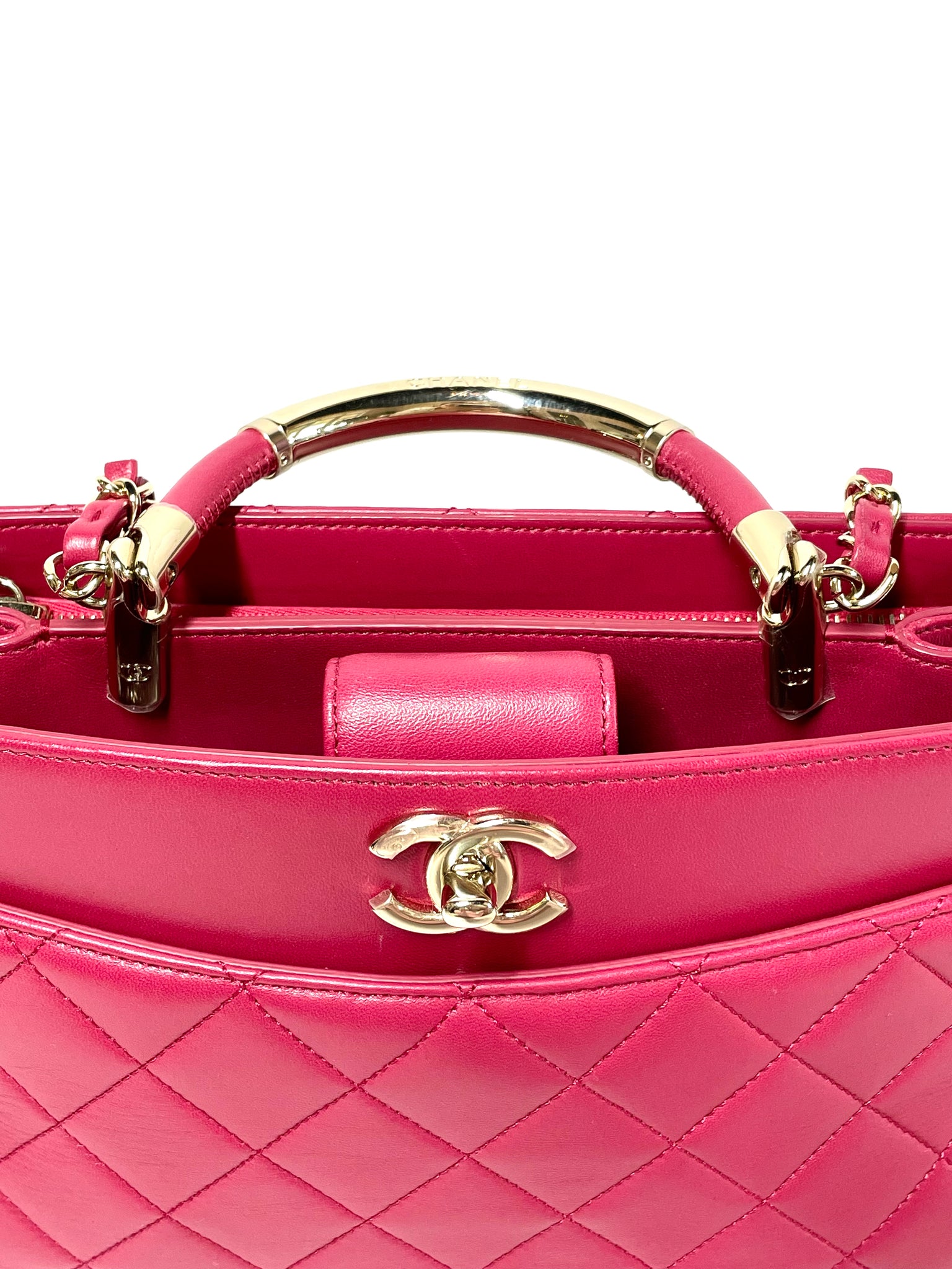 Pre Loved Chanel Carry Chic Tote Bag in Raspberry Pink available at UniKoncept in Waterloo
