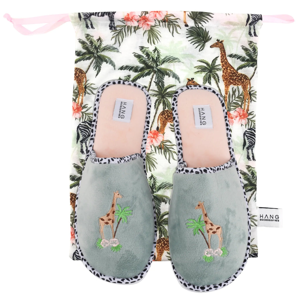 Giraffe Foldable Slippers Pouch Set