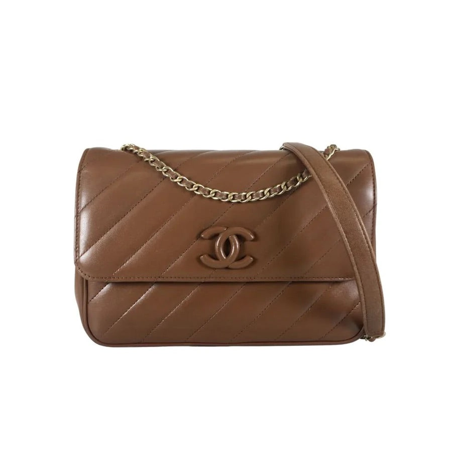 Chanel diagonal quilted flap bag sale