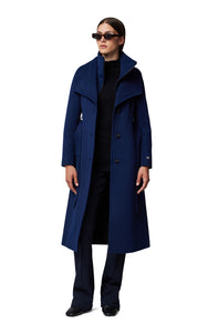 Photo of model wearing Ilana Coat in colour Lapis from Soia & Kyo available at UniKoncept in Waterloo