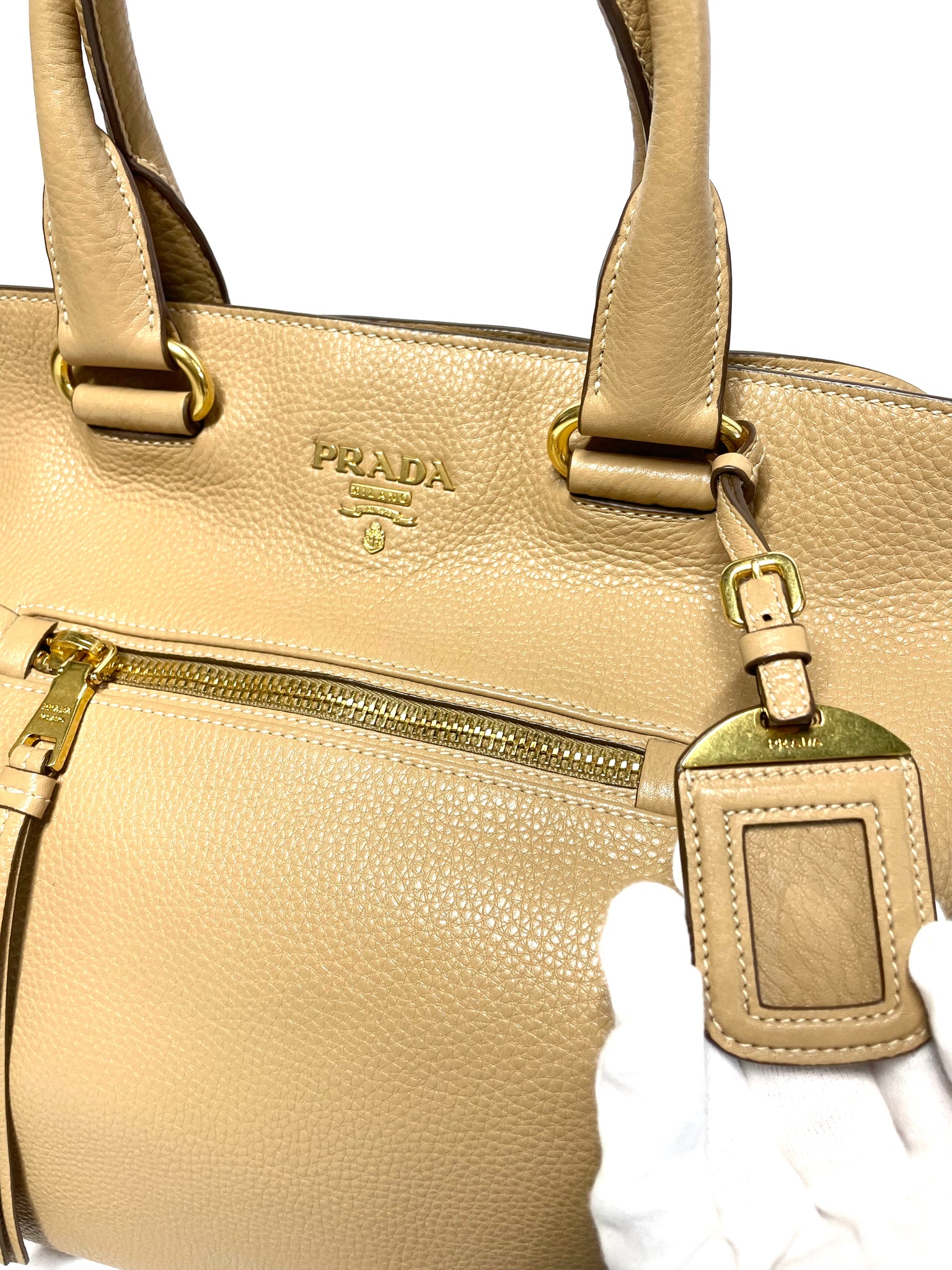 Prada vitello daino leather 2025 tote