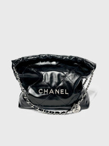 Pre Loved Chanel '22 Bag Black with Silver Hardware in Brand New Condition available at UniKoncept in Waterloo
