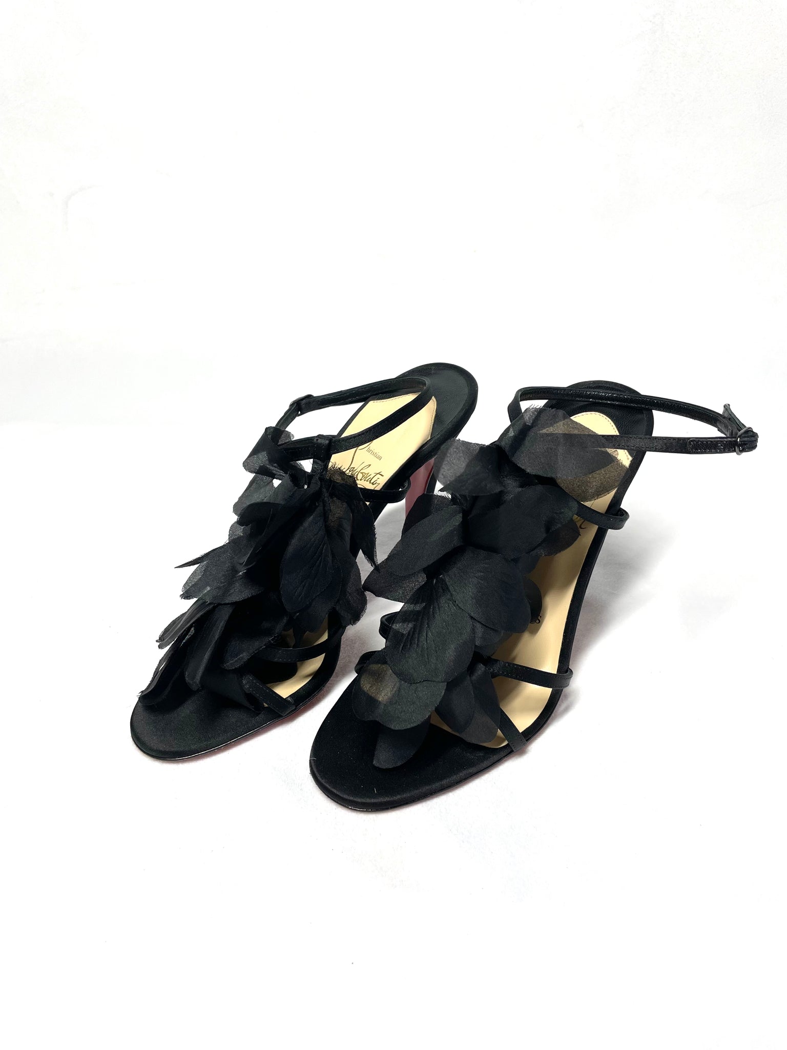 Pre Loved Christian Louboutin Mount Street Crepe Satin 36 Black Heels available at UniKoncept in Waterloo