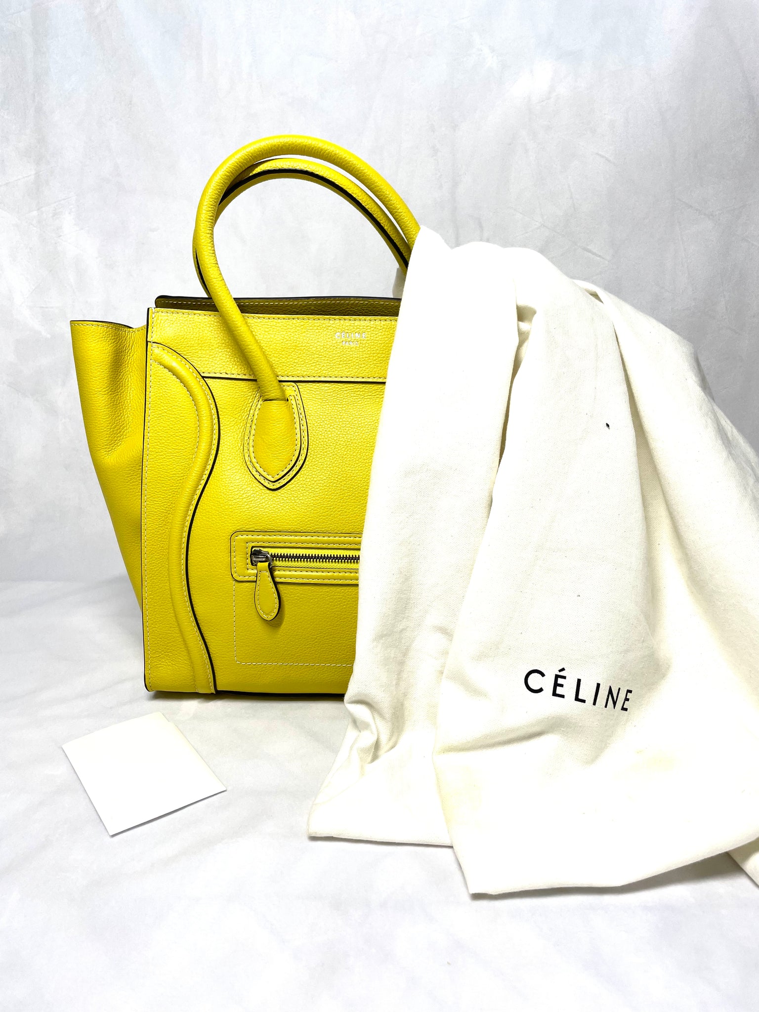Celine Mini Luggage Tote Bag in Yellow available at UniKoncept in Waterloo