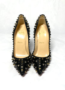 Pre Loved Christian Louboutin Studded Pigalle Pumps 36.5 Black Heels with studs available at UniKoncept in Waterloo