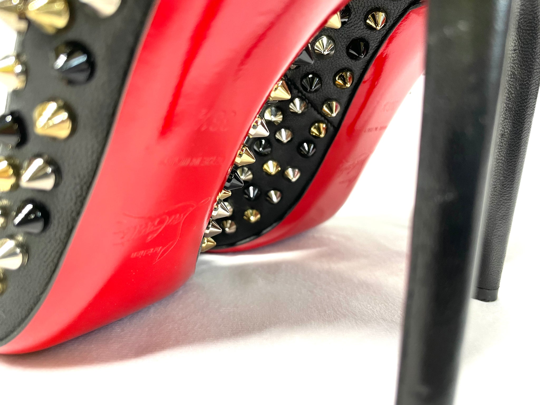 Pre Loved Christian Louboutin Studded Pigalle Pumps 36.5 Black Heels with studs available at UniKoncept in Waterloo