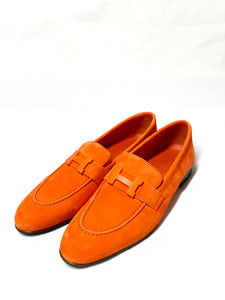 Pre Loved Hermes Paris Loafers 37 in Orange available at UniKoncept in Waterloo