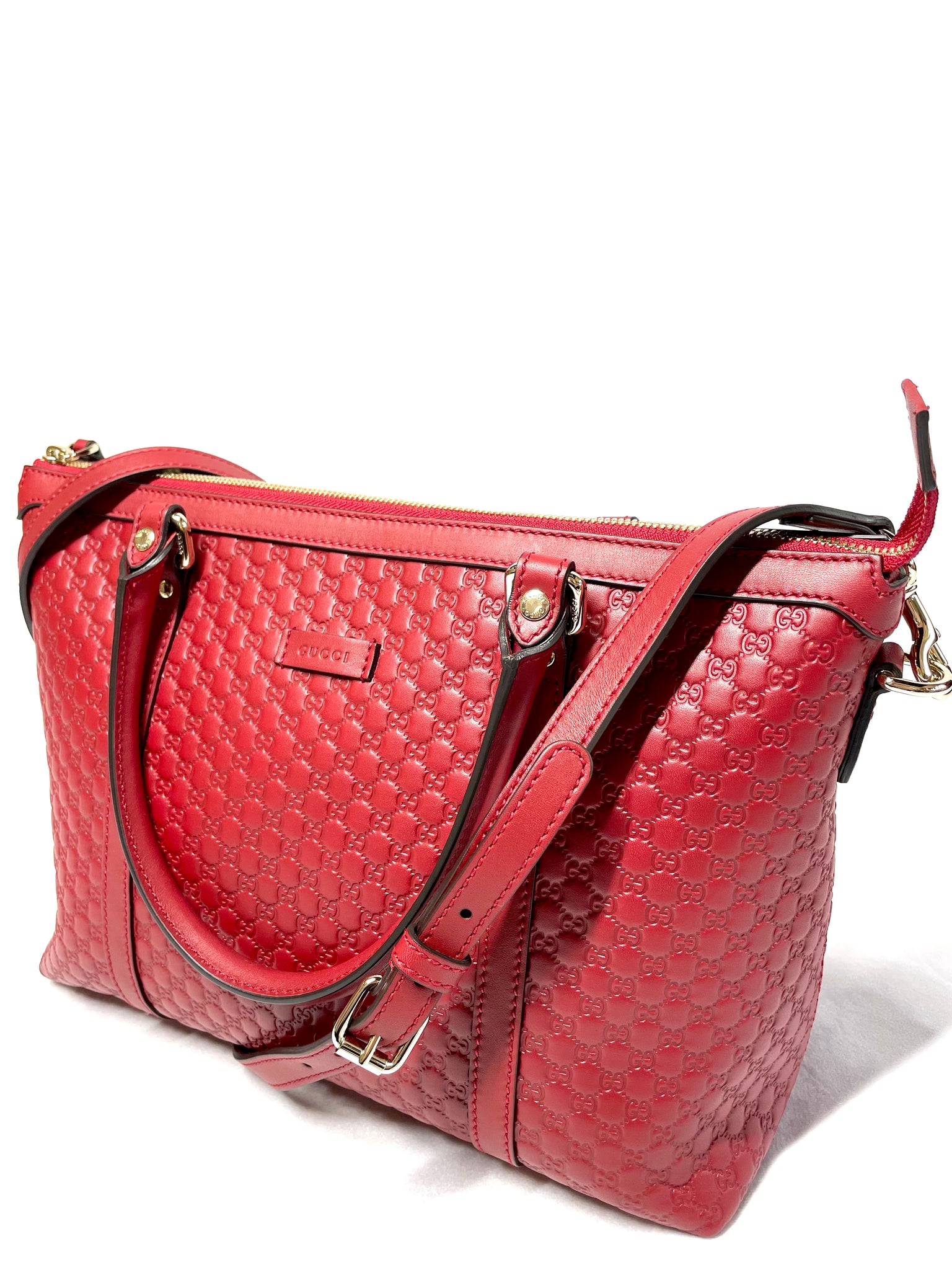 photo of Gucci Red Micro Guccissimo Convertible Tote bag available at UniKoncept in Waterloo