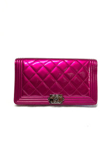 Photo of Chanel Fuchsia Patent Boy Wallet *limited edition* available at UniKoncept in Waterloo