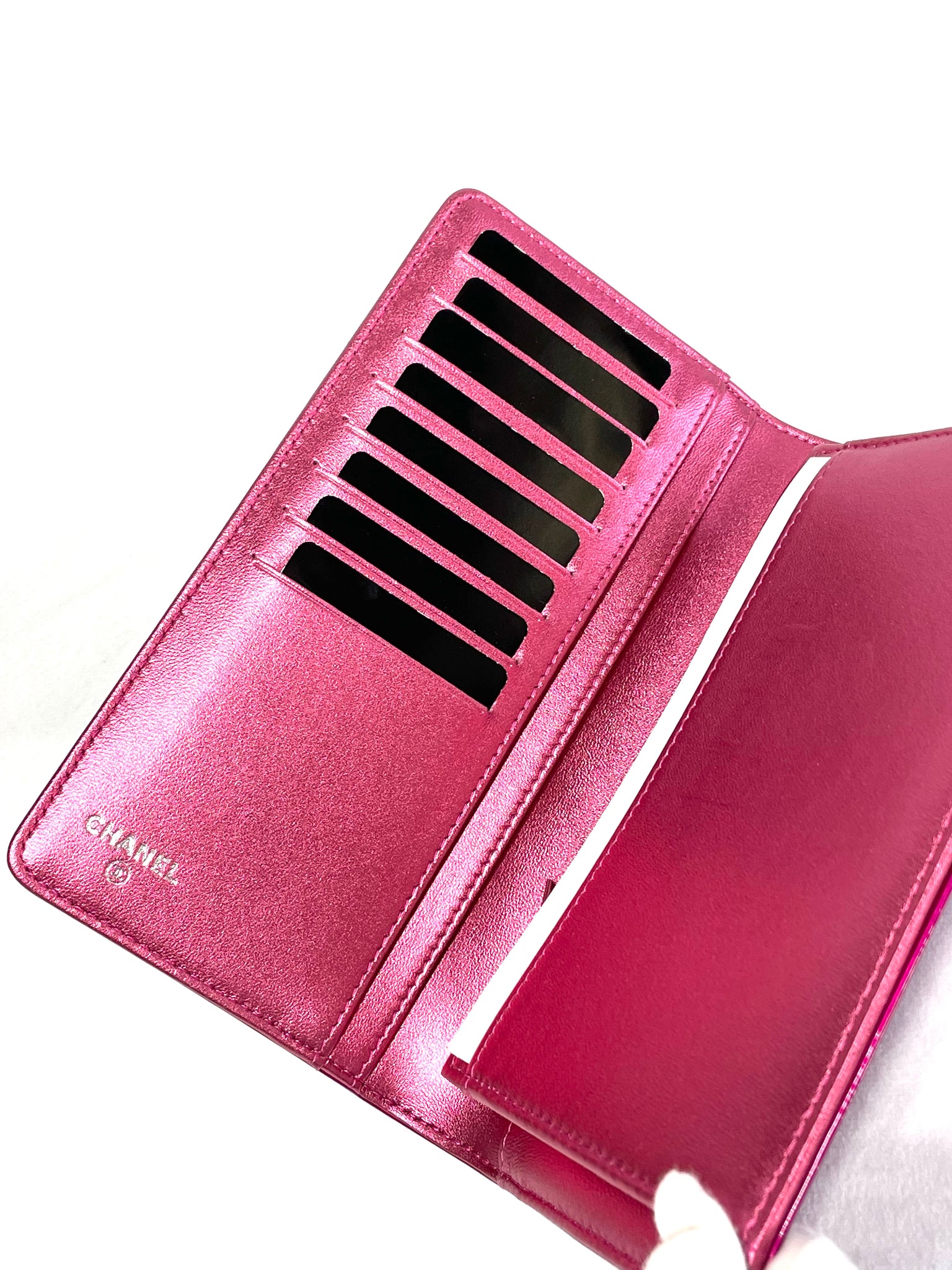 Photo of Chanel Fuchsia Patent Boy Wallet *limited edition* available at UniKoncept in Waterloo