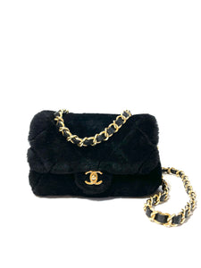 Chanel Chain Handle Flap Bag Quilted Shearling