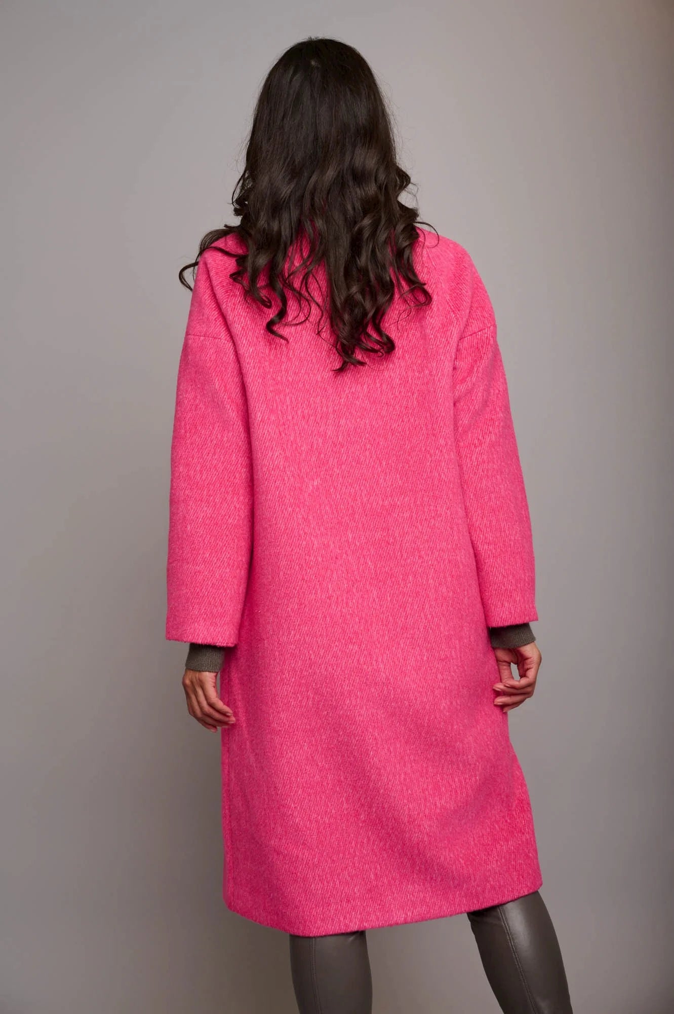 Photo of Model wearing Jano Coat in pink from Rino and Pelle available at UniKoncept in Waterloo Back View