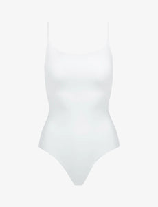 photo of neoprene cami bodysuit in white from Commando available at UniKoncept in Waterloo on a white background front view