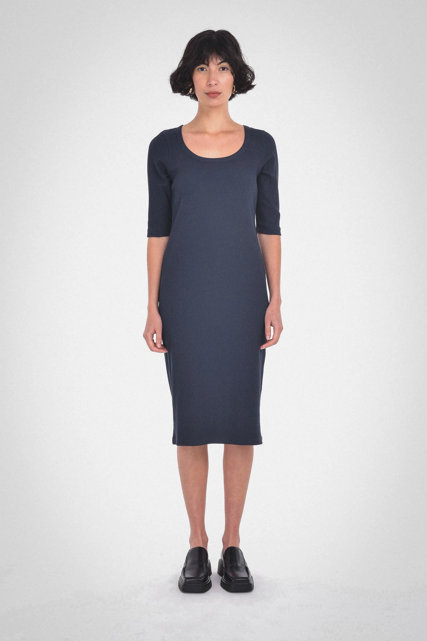 Veronica Dress in Navy From Paper Label available at UniKoncept in Waterloo front view