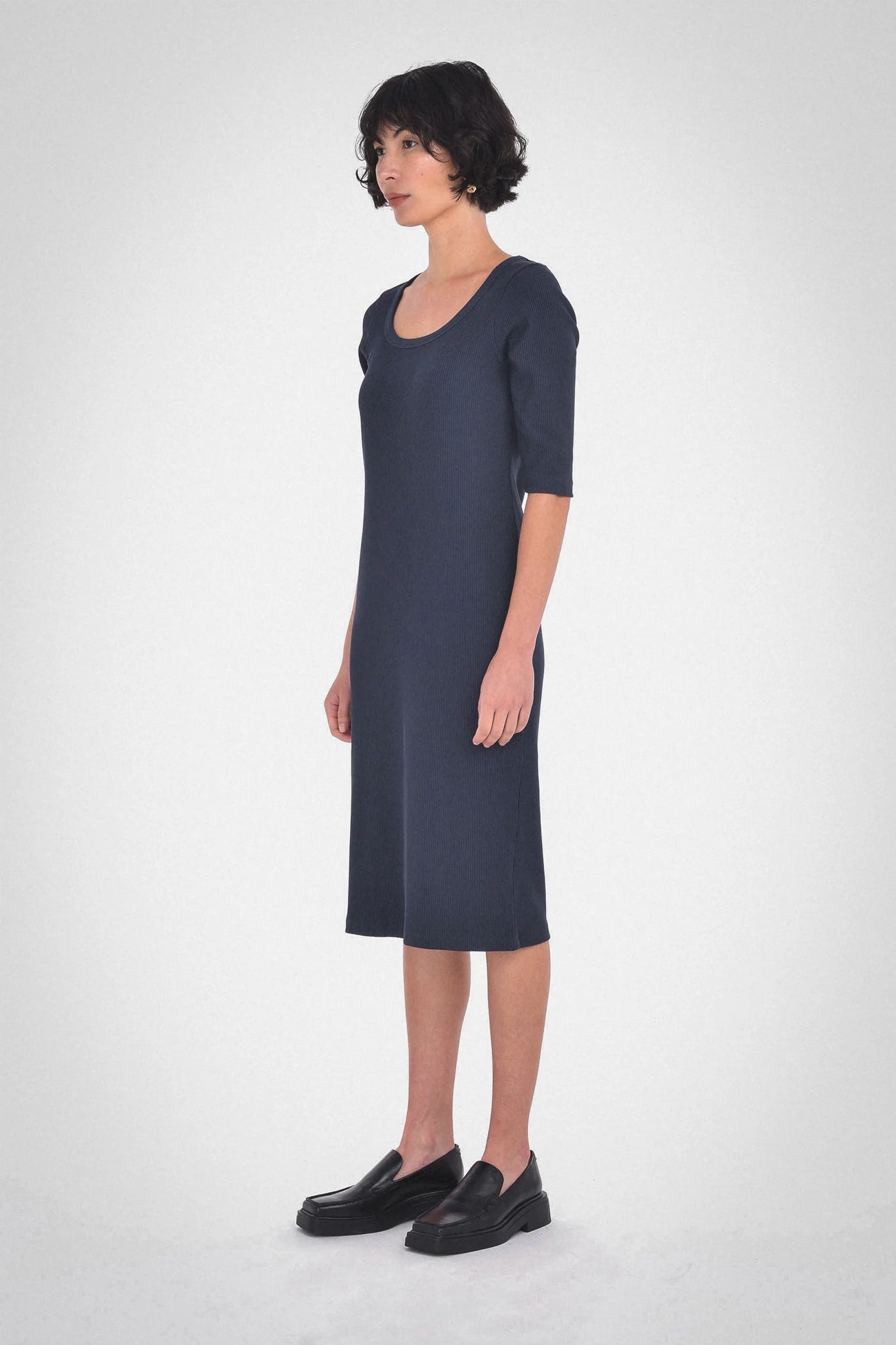 Veronica Dress in Navy From Paper Label available at UniKoncept in Waterloo side view