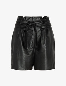photo of  Faux Leather Paper Bag Shorts in black with tie details from Commando available at UniKoncept in Waterloo
