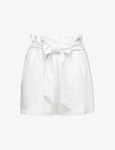photo of Faux Leather Paper Bag Shorts in white with tie details from Commando available at UniKoncept in Waterloo