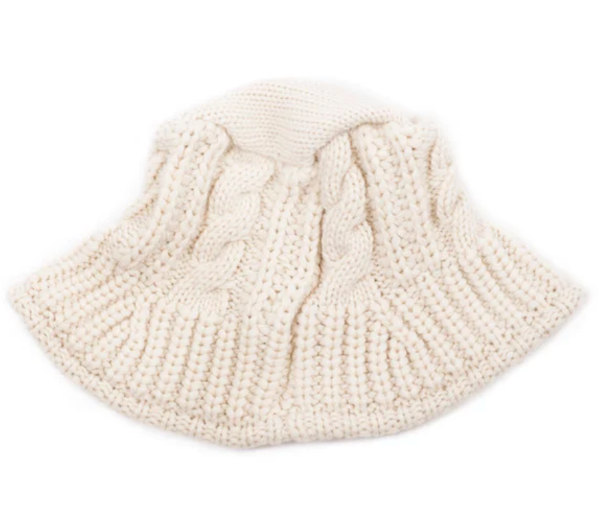 Cable Knit Bucket Hat (cream)
