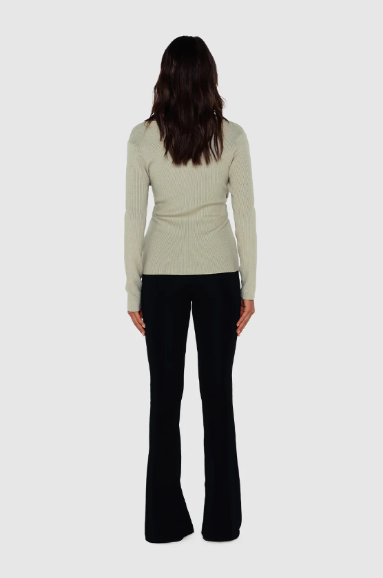 photo of model wearing Marley Knit Top in the colour sage available at UniKoncept in Waterloo back view