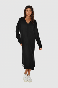 Aiden Knit Dress in Black From Madison The Label available at UniKoncept in Waterloo Front View