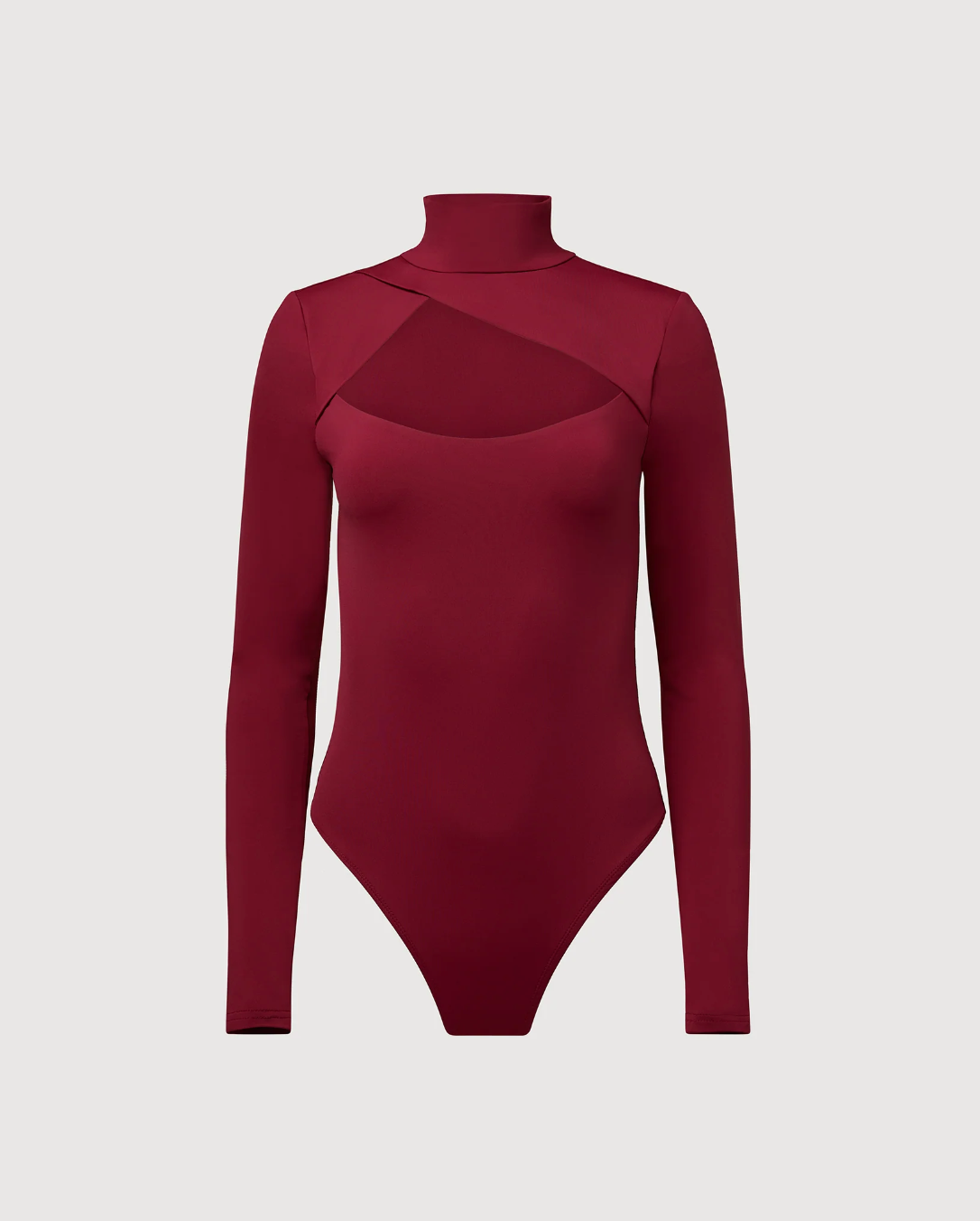 Photo of cut out bodysuit in red wine colour from Rachel Parcell available at UniKoncept in Waterloo