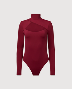 Photo of cut out bodysuit in red wine colour from Rachel Parcell available at UniKoncept in Waterloo