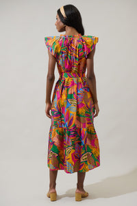 Cici Floral Button Midi Dress