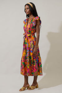 Cici Floral Button Midi Dress