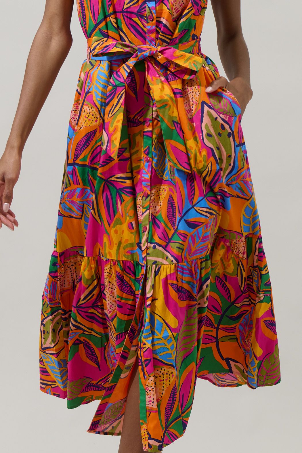 Cici Floral Button Midi Dress