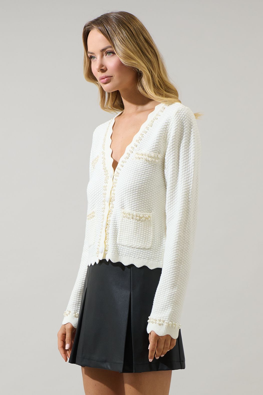 Elizabeth Pearl Trim Cardi