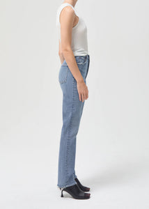 Alternate view of Model wearing Freya High Rise Slim Jeans by Agolde in Jargon