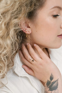 UNIKONCEPT Lifestyle Boutique and Lounge; Sarah Mulder Cassie Studs in Gold Pearl pictured on a model