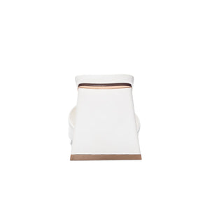 Photo of Yanda Slide Sandal in White with Triangular Block Heel Detail from Chinese Laundry available at UniKoncept in Waterloo