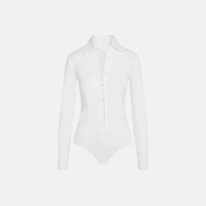 UNIKONCEPT Lifestyle Boutique and Lounge; Commando Classic Button Down Bodysuit in white pictured on a white background