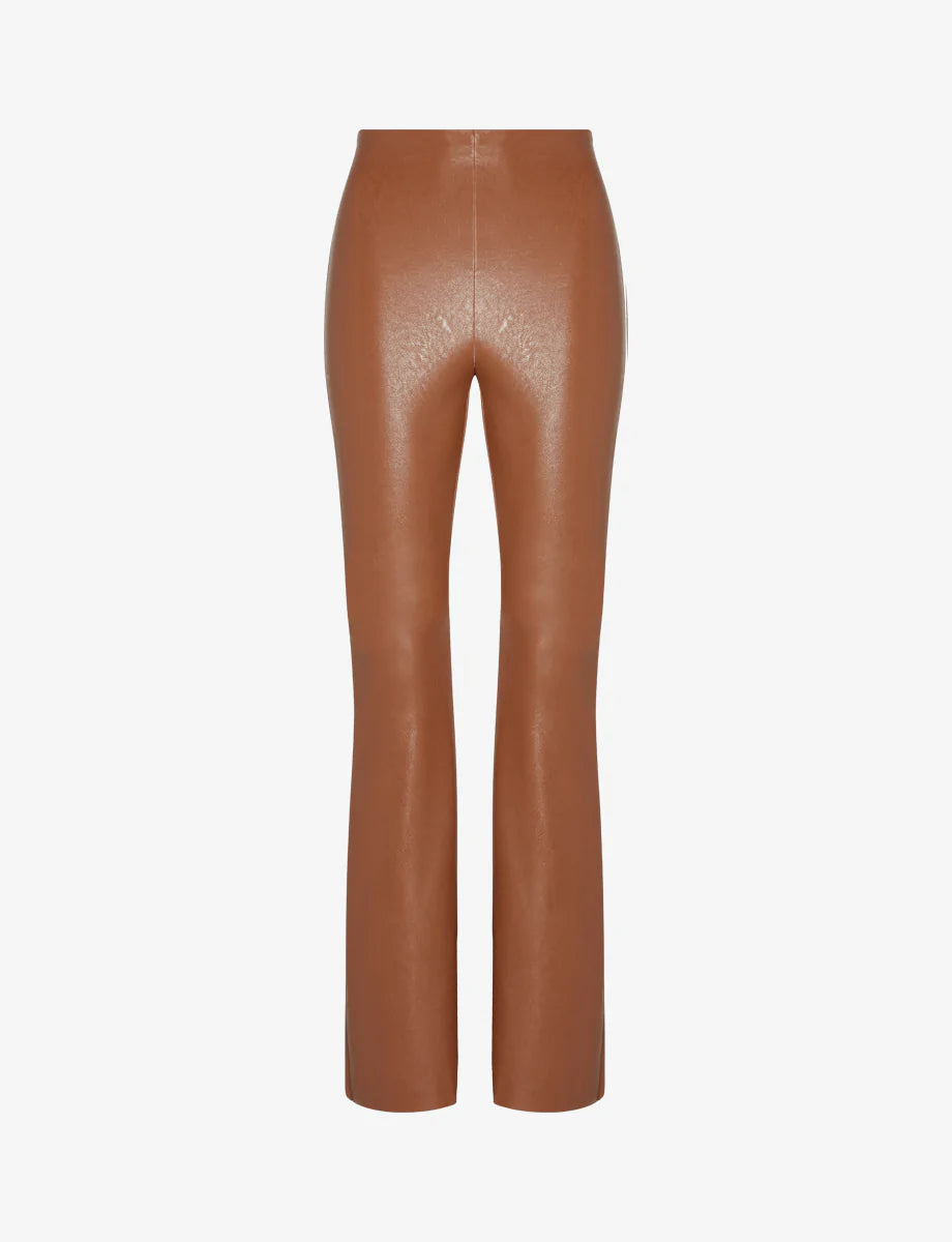 UNIKONCEPT Lifestyle Boutique and Lounge; Commando Faux Leather Flare Legging in Cocoa pictured on a white background