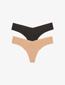 UNIKONCEPT Lifestyle Boutique and Lounge; Commando Classic Solid Thong in Beige and Black pictured on a white background