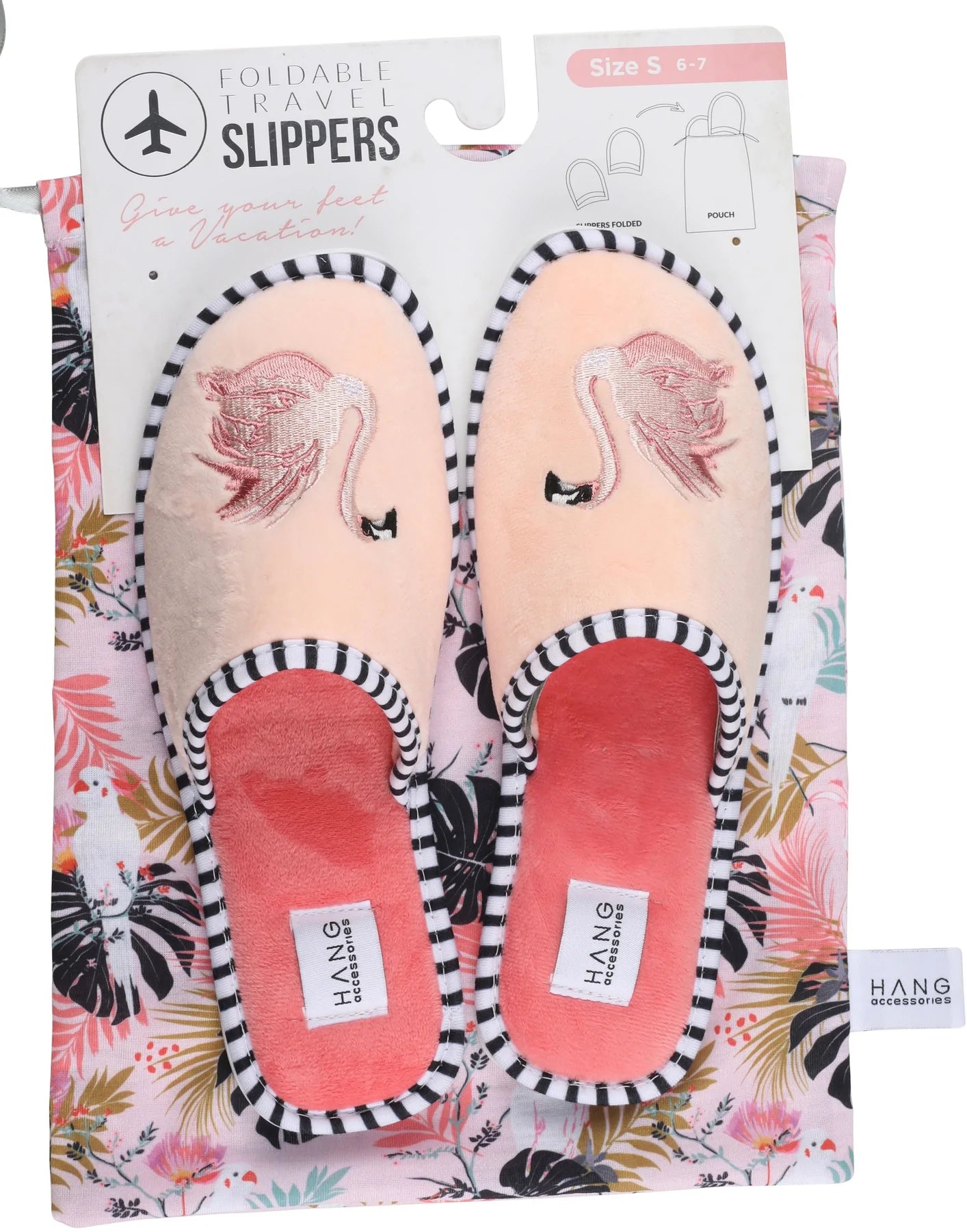 UNIKONCEPT Lifestyle Boutique and Lounge; Hang Accessories Flamingo Foldable Slippers and Pouch Set