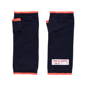 UNIKONCEPT Lifestyle Boutique and Lounge; House of Liberty Cashmere knit Tris Fingerless Gloves in Navy with Chili