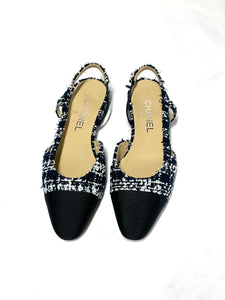 Chanel Tweed Slingbacks 37