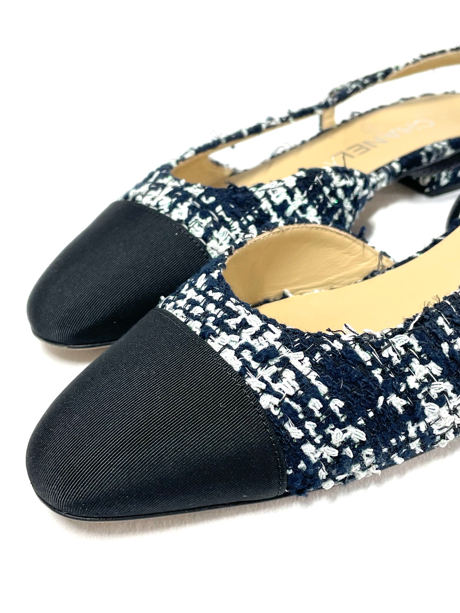 Chanel Tweed Slingbacks 37