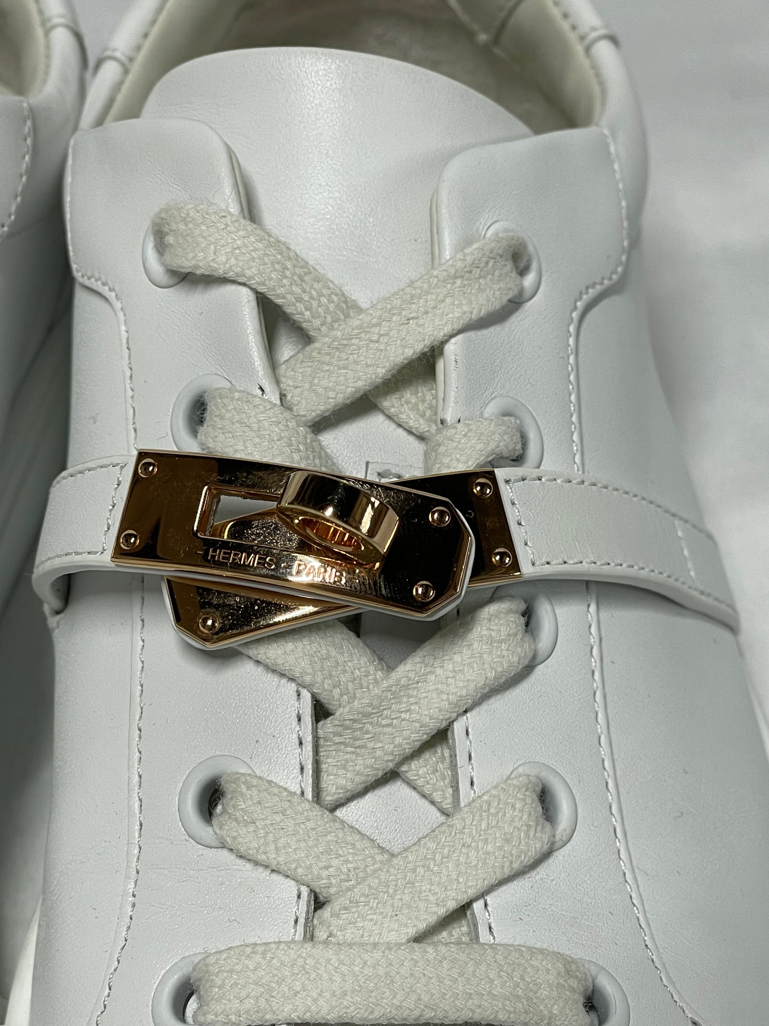 Hermes Kelly White Sneakers Rose gold 37