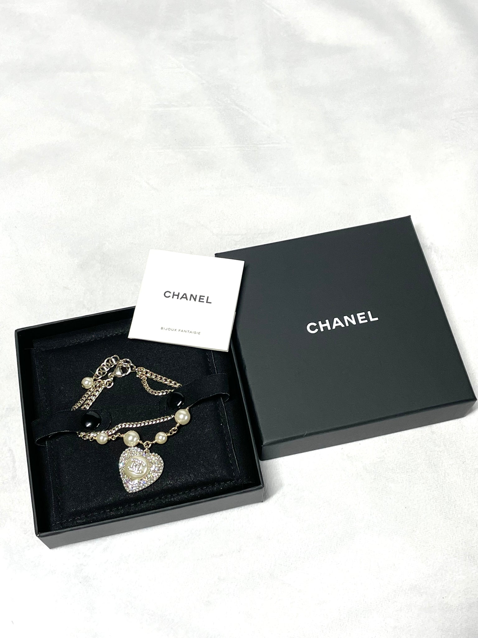 Chanel Crystal Pearl Heart Bracelet *brand new*