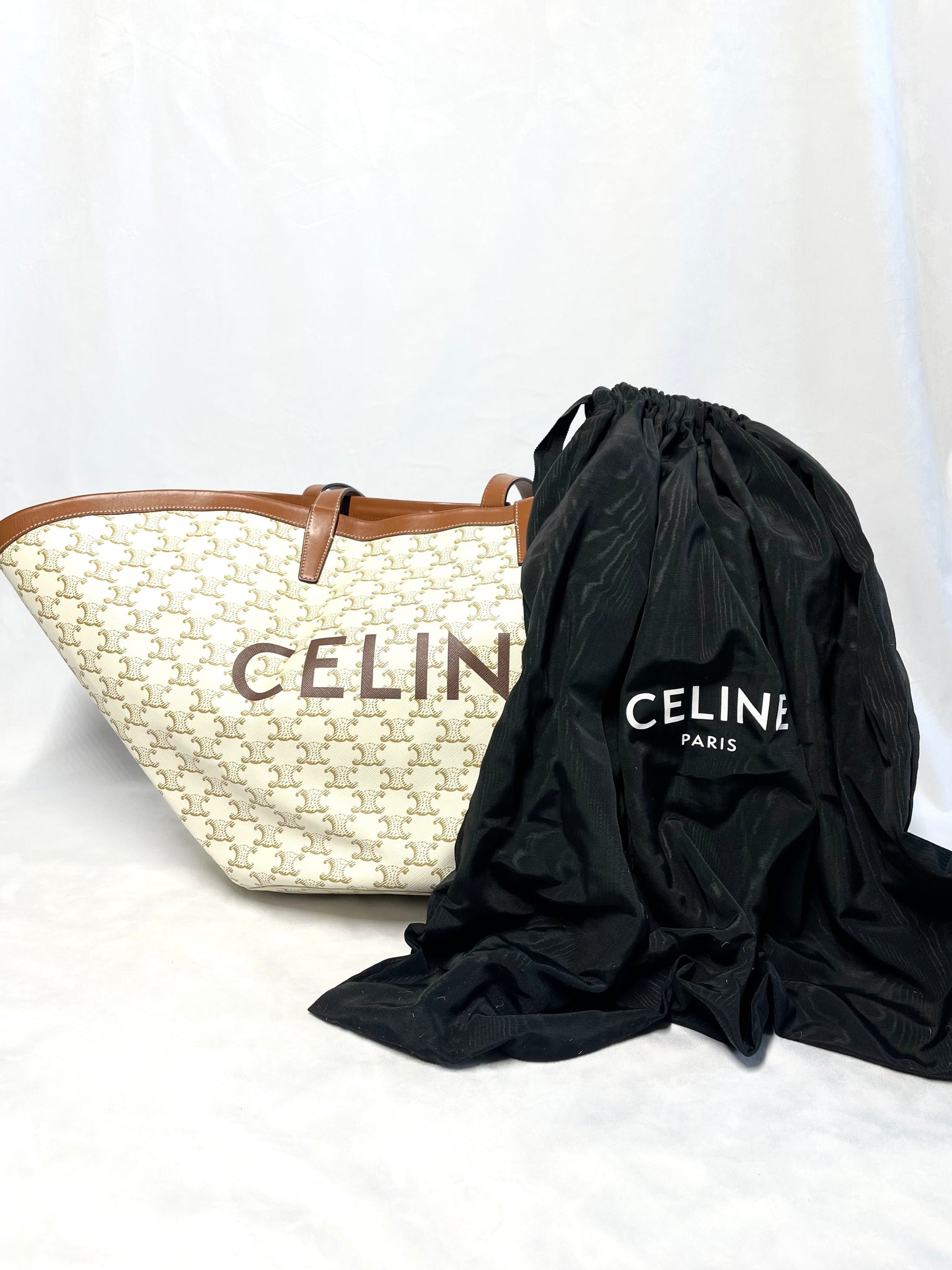 Celine Large Canvas Leather Tote