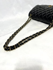 Pre Loved Chanel Classic Jumbo Double Flap Black Bag with Gold Hardware available at UniKoncept in Waterloo