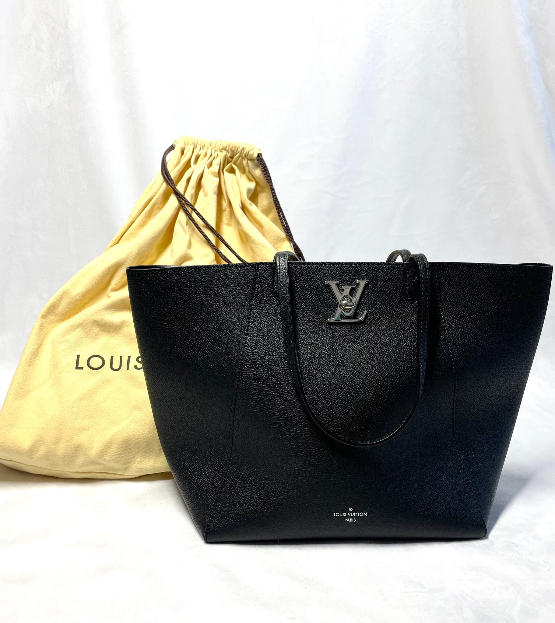 Louis Vuitton Lockme Ever Shoulder Bag MM Greige GrayBeige Grained Leather  for sale online  eBay