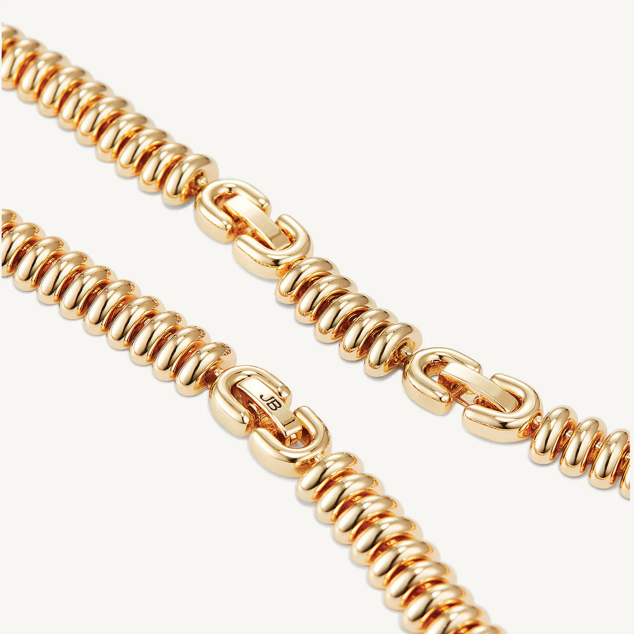 Close up of Jenny Bird Sofia Choker fasteners in High Polish Gold