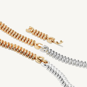 Close up of the fasteners on Jenny Bird Sofia Choker in Two-tone on a white background