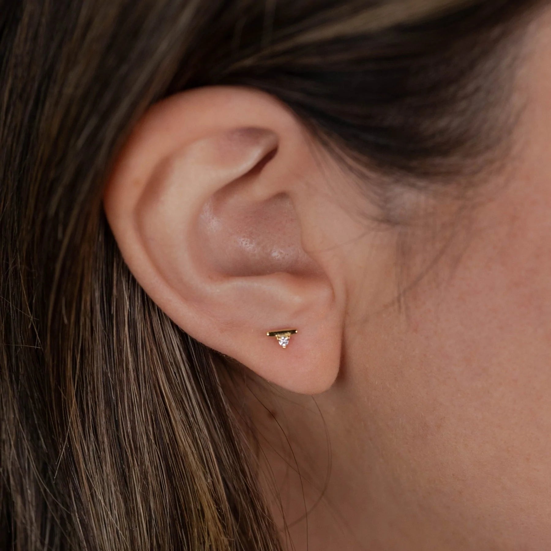 Alternate view of Model wearing Jax Kelly Socialite Stud Bar Earrings