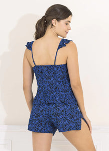 UNIKONCEPT Lifestyle Boutique and Lounge; Model wearing Maaji Cobalt Dahlia Serenity Sleep Short Set