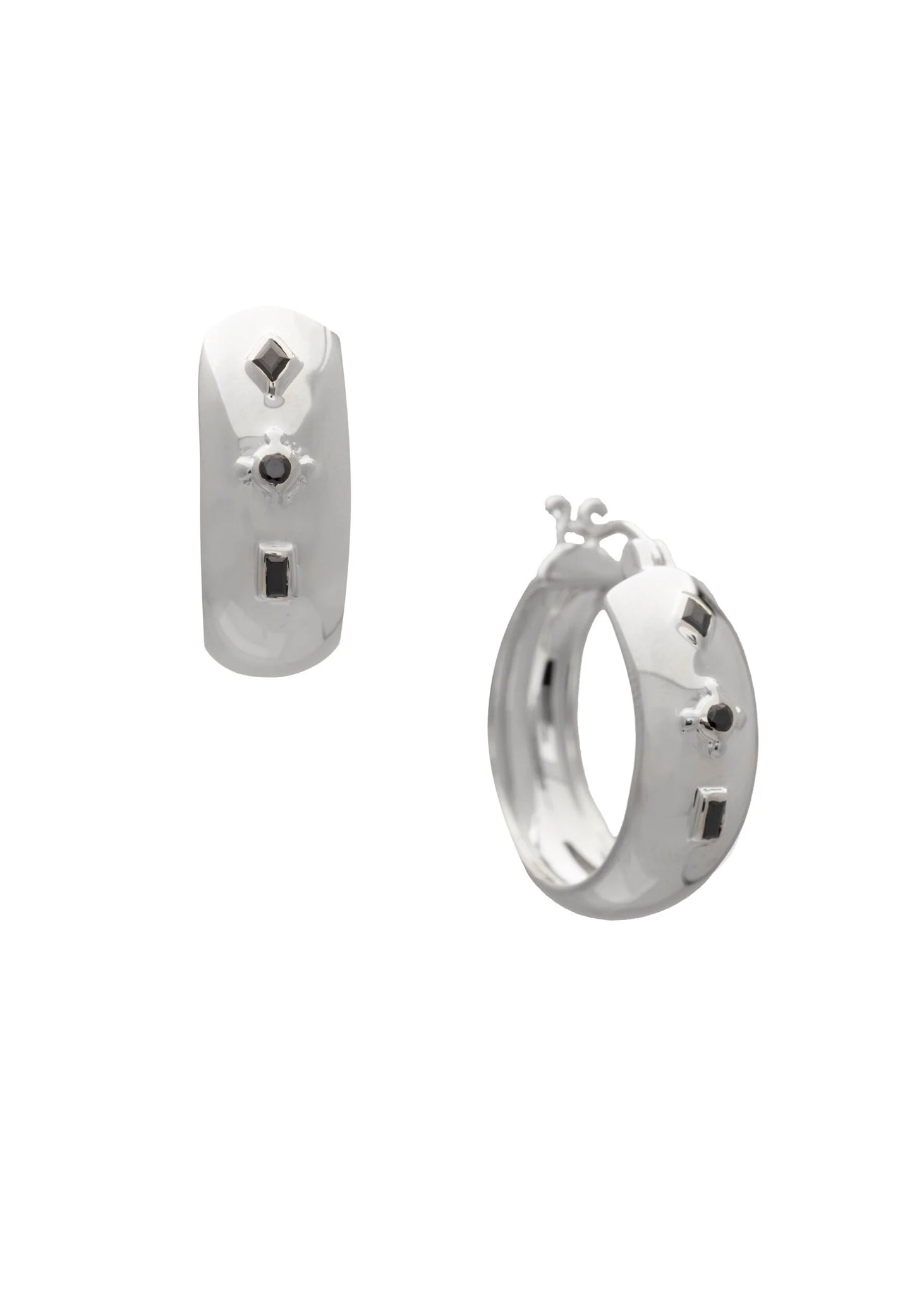 Sarah Mulder Made of Stars Hoops in Rhodium Black